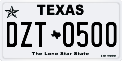 TX license plate DZT0500