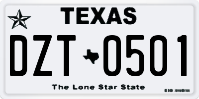 TX license plate DZT0501