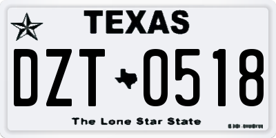 TX license plate DZT0518