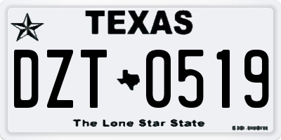TX license plate DZT0519