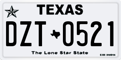 TX license plate DZT0521