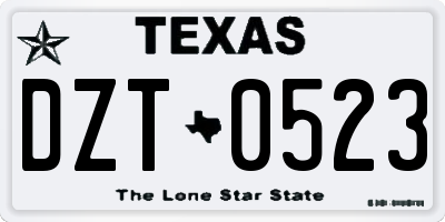TX license plate DZT0523