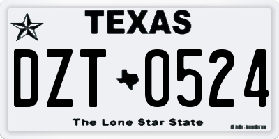 TX license plate DZT0524