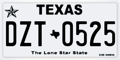 TX license plate DZT0525