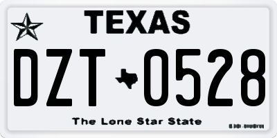 TX license plate DZT0528