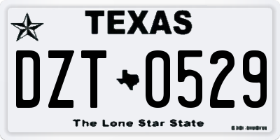 TX license plate DZT0529