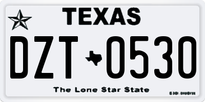 TX license plate DZT0530