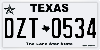 TX license plate DZT0534