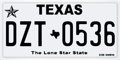 TX license plate DZT0536