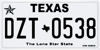 TX license plate DZT0538