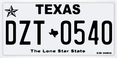 TX license plate DZT0540