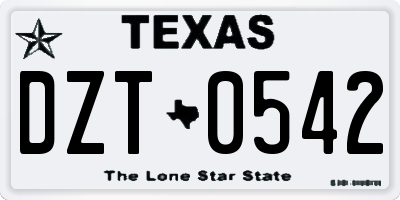 TX license plate DZT0542