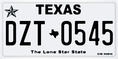 TX license plate DZT0545