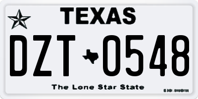 TX license plate DZT0548