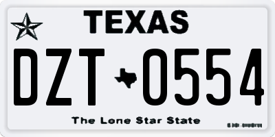 TX license plate DZT0554