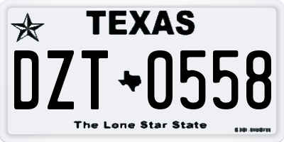 TX license plate DZT0558