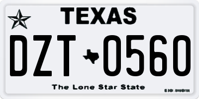 TX license plate DZT0560