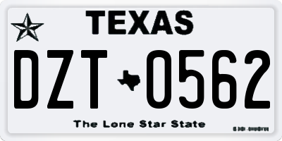 TX license plate DZT0562