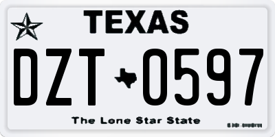 TX license plate DZT0597