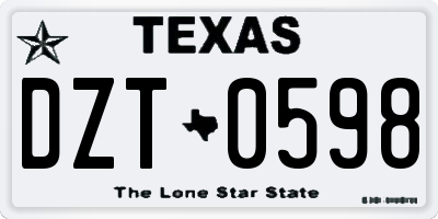 TX license plate DZT0598
