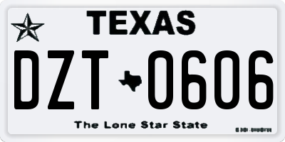 TX license plate DZT0606