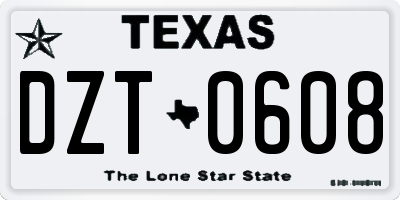 TX license plate DZT0608