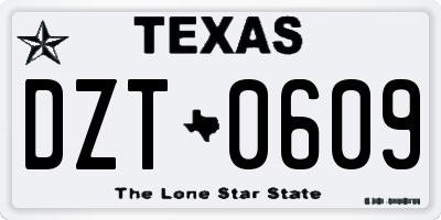 TX license plate DZT0609