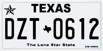 TX license plate DZT0612