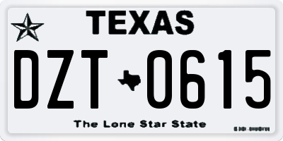TX license plate DZT0615