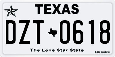 TX license plate DZT0618