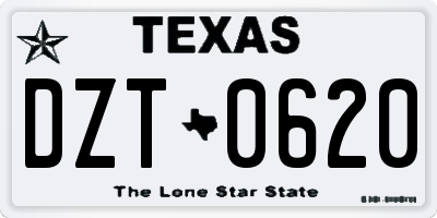 TX license plate DZT0620
