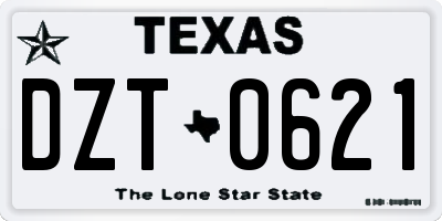 TX license plate DZT0621