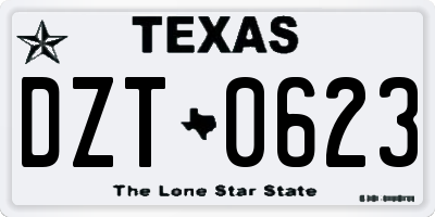 TX license plate DZT0623