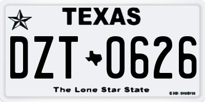 TX license plate DZT0626