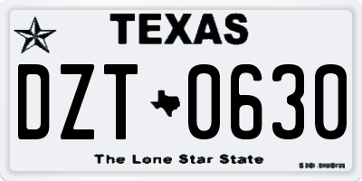 TX license plate DZT0630