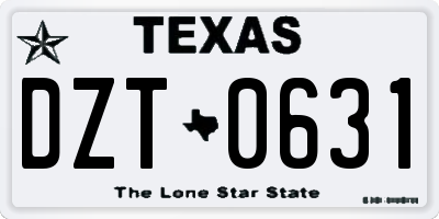 TX license plate DZT0631