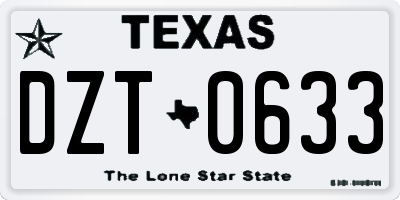 TX license plate DZT0633