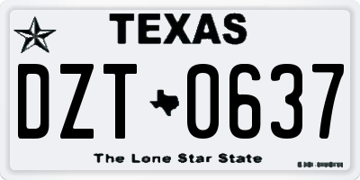 TX license plate DZT0637