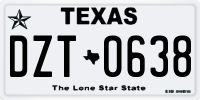 TX license plate DZT0638