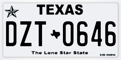 TX license plate DZT0646