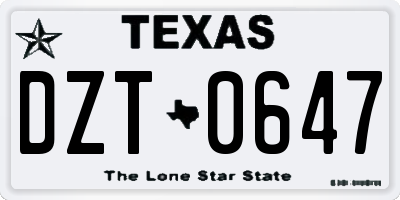 TX license plate DZT0647