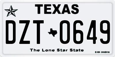 TX license plate DZT0649