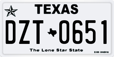 TX license plate DZT0651