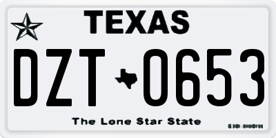 TX license plate DZT0653