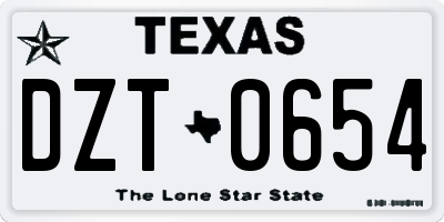 TX license plate DZT0654
