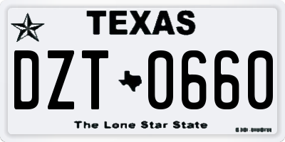 TX license plate DZT0660