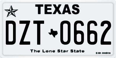 TX license plate DZT0662