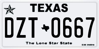 TX license plate DZT0667