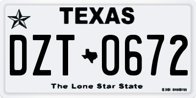 TX license plate DZT0672