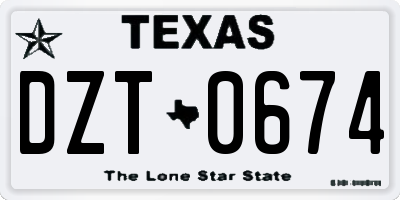 TX license plate DZT0674